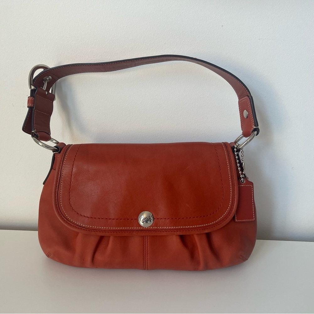 Coach medium leather purse dark coral